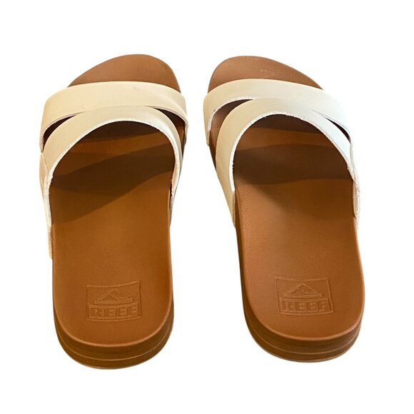 Reef Cushion Vista Minimalist 2 Strap Sandal Slide Sz 7 Vintage/Cream #286L - Picture 9 of 11